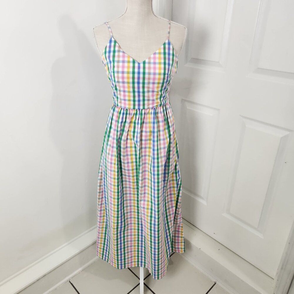 J. Crew Pastel Gingham Maxi Dress - Pink, Yellow, Green, Blue